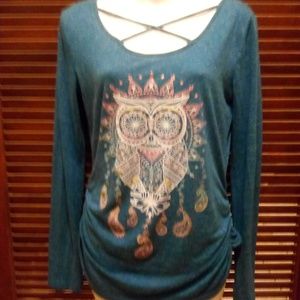 Teal owl top